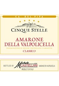 Amarone Della Valpolicella Classico 'Cinque Stelle' 2018 Label