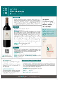 Finca Remota 2018 Product Sheet