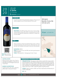 L'Urlo 2020 Product Sheet