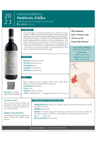 Nebbiolo d'Alba 2023 Product Sheet
