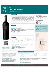 Old Vine Malbec 2023 Product Sheet