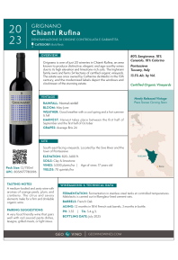 Chianti Rufina 2023 Product Sheet