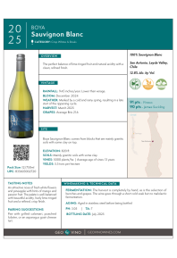 Sauvignon Blanc 2025 Product Sheet
