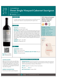 Owen Single Vineyard Cabernet 2021 Product Sheet