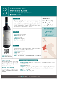 Nebbiolo d'Alba 2023 Product Sheet
