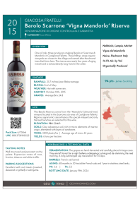 Barolo Scarrone 'Vigna Mandorlo' Riserva 2015 Product Sheet