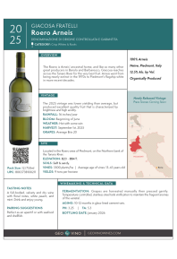 Roero Arneis 2025 Product Sheet