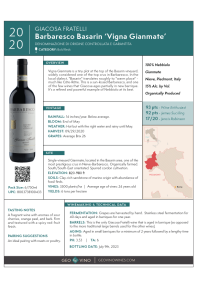 Barbaresco Basarin 'Vigna Gianmate' 2020 Product Sheet
