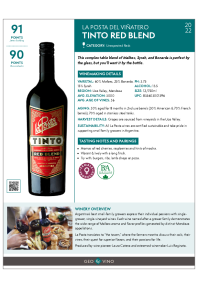 Tinto Red Blend 2022 Product Sheet