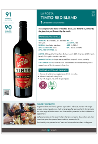 Tinto Red Blend 2022 Product Sheet