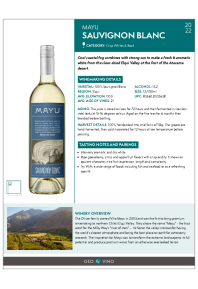 Sauvignon Blanc 2022 Product Sheet