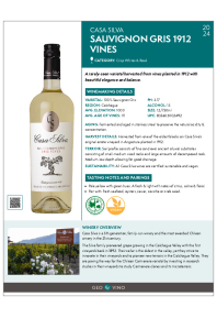 Sauvignon Gris 1912 Vines 2024 Product Sheet