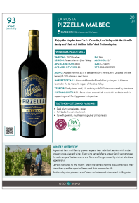 Pizzella Malbec 2021 Product Sheet