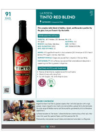 Tinto Red Blend 2021 Product Sheet