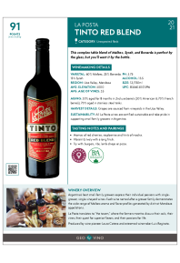 Tinto Red Blend 2021 Product Sheet