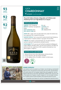 Chardonnay 2020 Product Sheet