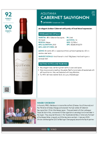 Cabernet Sauvignon 2019 Product Sheet