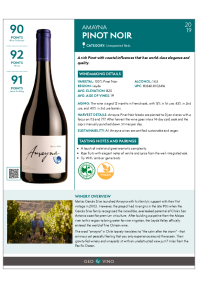 Pinot Noir 2019 Product Sheet