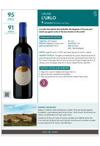 L'Urlo 2019 Product Sheet