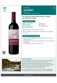 Malbec 2020 Product Sheet