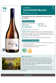 Sauvignon Blanc 2022 Product Sheet