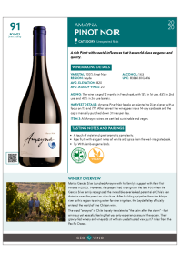 Pinot Noir 2020 Product Sheet